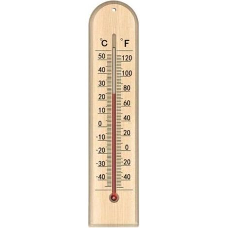 Thermomètre mural en bois pour surveillance de la température intérieure et extérieure, design sans mercure avec lisibilité claire, pour serre domestique (A)