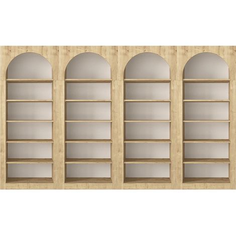 Vente-Unique – Lot de 4 bibliothèques 6 niches – Naturel clair – Panneau de particule mélaminé – À poser au sol – Charge max 10 kg par niche