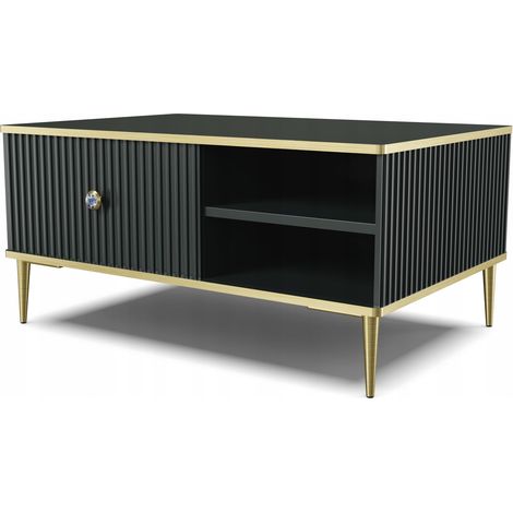 Table basse noir mat 90x60cm avec étagére de haute qualité modèle PETOR (1/5)