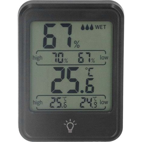 Termómetro e higrómetro digital profesional, electrónico, para medir la humedad y la temperatura, con pantalla LCD, para uso en interiores y exteriores. (1/4)
