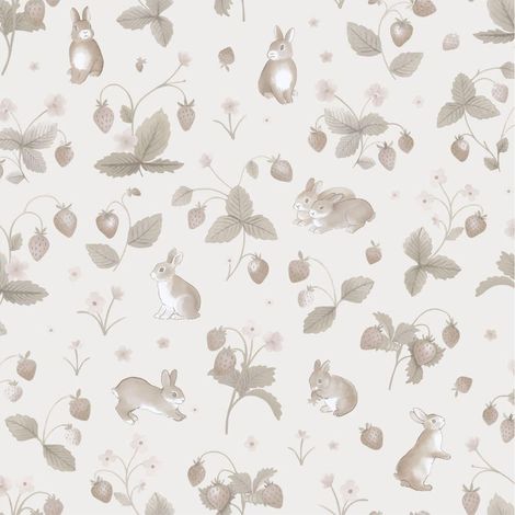Holden Decor Bunnies Berries Neutral Wallpaper Paste The Paper Kids Nursery (1/4)