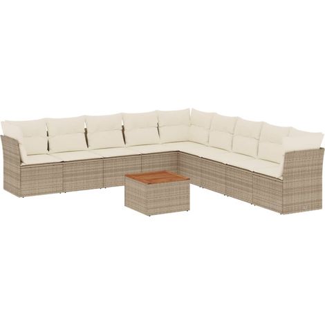 Set Divano da Giardino 10 pz con Cuscini Beige in Polyrattan vidaXL (1/5)