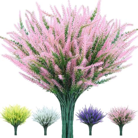 de bouquets fleurs artificielles en lavande floquée pour décoration jardin fenêtre cuisine ou maison-rose Lot 12 plastique (1/4)