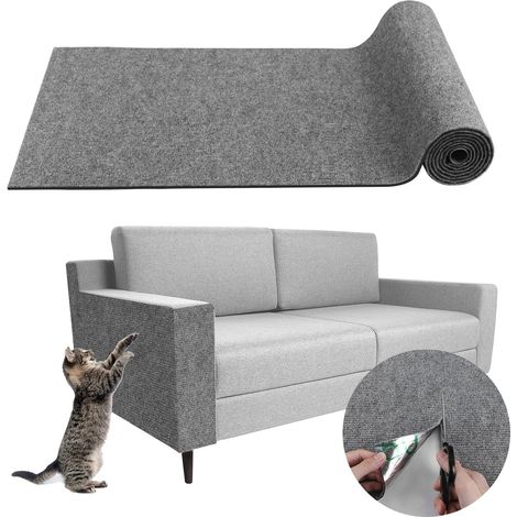 Lntyq Griffoir Chat Canapé, Protection canape Chat Tapis, Griffoir pour, Facile à Couper, Meubles, Murs, Sisal et Moquette, DIY Protege Canape Griffe 100X30cm Gris Clair