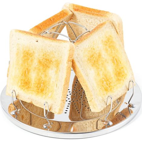 Grille-pain de camping avec plateau pliable en acier inoxydable et accessoires de camping avec support pliable. (1/5)