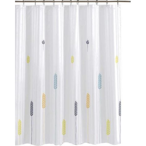 Rideau de douche blanc 180x180CM, tissu Polyester imperméable, lavable en Machine, rideau de salle de bain avec crochets (1/4)