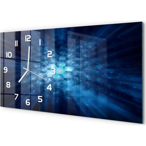 Horloge Murale Panoramique 60x30 cm en Verre Trempé Silencieuse Design Moderne Cristaux (1/5)
