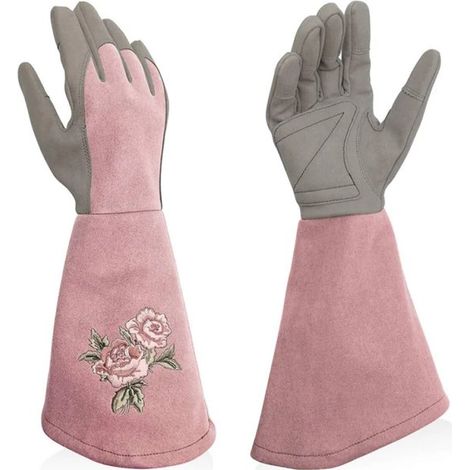 1 par de guantes de jardinería para mujer con protección antipinchazos, resistentes a pinchazos y cortes, (M) (1/5)