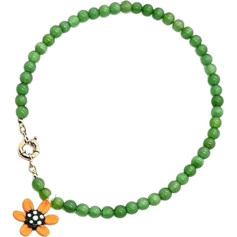 Elegante collar floral artesanal de cristal de piedra - Verde