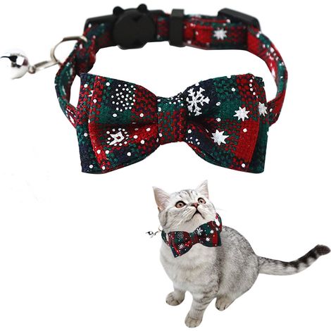 Collier Chat de, Nœud Papillon Chat, Colliers de pour Chat avec Clochette et Nœud Papillon, Collier pour Animaux de - MMCD-ZGL-05354 (1/5)
