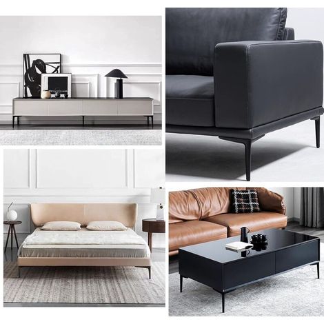 Möbelbeine, 4er-Set, titanschwarz, dreieckig, galvanisiert und poliert, für Kleiderschrank, Sofa, Couchtisch, TV-Ständer und andere Möbel (25 cm) (1/5)