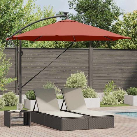 Sonnenschirm mit LED-Lichtleisten Terrakotta 294 x 294 x 248 cm