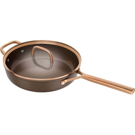 ZWILLING Milano - Sartén honda (28 cm, con tapa de cristal, aluminio antiadherente, sin PFAS, apta para inducción, apta para lavavajillas, fabricada en Italia), color marrón