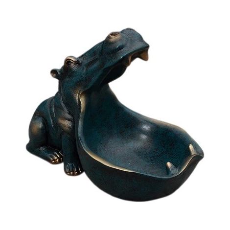 Porte-bijoux figurine hippopotame, décoration de table pour salon, bleu foncé (1/4)