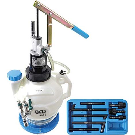 Dispositivo di riempimento olio cambio BGS con pompa manuale, sistema di ritorno, 8 adattatori, 7 l - 9991