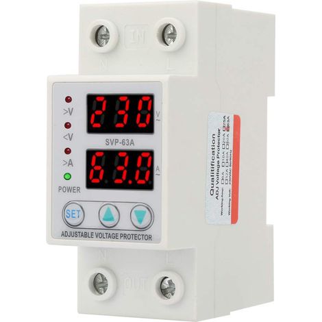 AC230V 63A Über-/Unterspannungsschutz, Dual-LED-Anzeige, Einphasen-Niederspannungsschutz, DIN-Schienenmontage