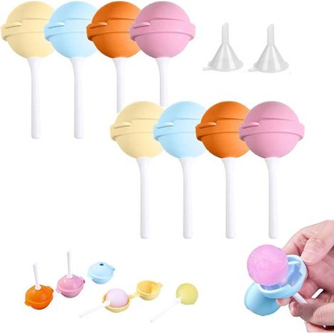 Moldes para helados con forma de piruleta, 8 piezas, Moldes de silicona para helados, Sin BPA, Reutilizables, Fáciles de desmoldar, 4,5 × 10 cm (1/5)