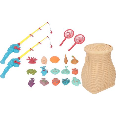 Magnetisches Angelspielzeug für den Pool, Badespielzeug mit Meerestieren, Angelrute, Netz und Korb für Kinder. (1/5)