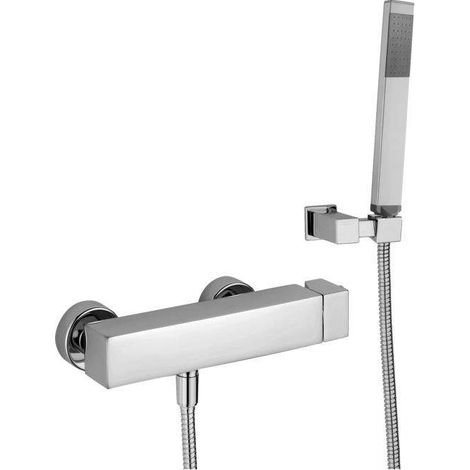 Paffoni Level Serie externe Brausebatterie mit Handbrause LEC168DCR Verchromt - Messing (1/2)