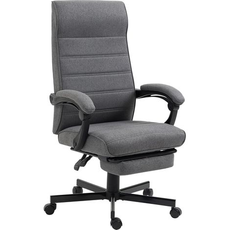 Fauteuil de bureau inclinable pliable gris pour salon hauteur réglable, accoudoirs repose-pieds rétractables, 106-114 (1/5)