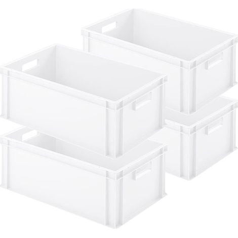 BRB 4 boîtes Euro avec 2 poignées passantes, L x l x H : 600 x 400 x 220 mm (blanc)