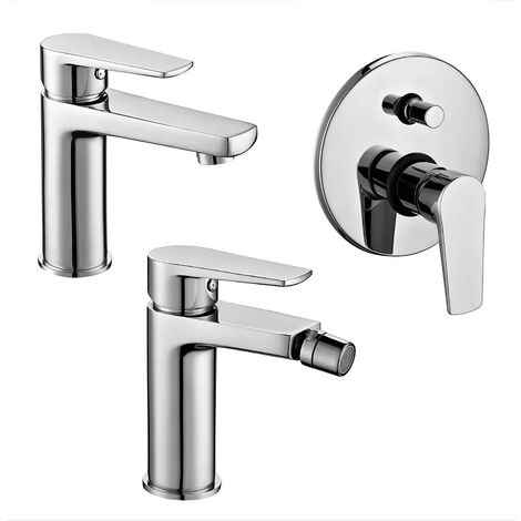 Kit miscelatori lavabo bidet e doccia incasso cromati Erika piletta inclusa (1/5)