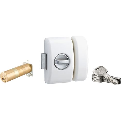 Thirard – Verrou à bouton ajustable pour entrée – Cylindre 35 à 80mm – 5 clés réversibles en laiton – Acier avec protection anti-perçage (1/5)