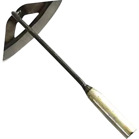 1 houe creuse, acier trempé, 30 cm, manche bois, désherbage et travail du sol, jardinage domestique (1/5)