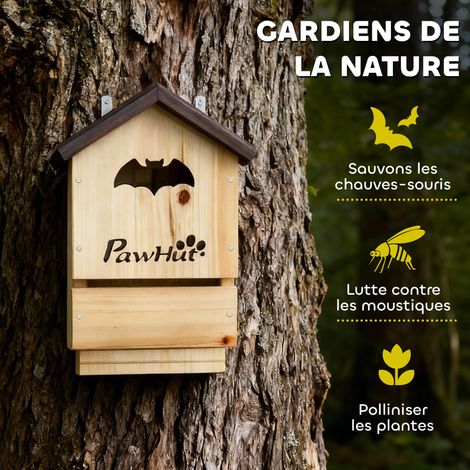 Lot de 3 Nichoirs Chauve Souris en Bois abri à chauves-souris 23 x 9,5 x 36,5 cm effet bois naturel (1/5)
