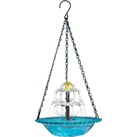 Fontaine suspendue solaire à cascade pour nourrir et baigner les oiseaux (1/5)