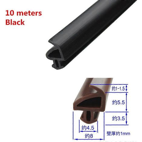 Bandes d'étanchéité EPDM 10M pour portes/fenêtres en aluminium, isolation phonique étanche (MK004-Noir) (1/5)