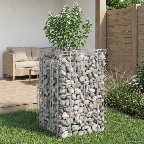 Gabionen Hochbeet Silber 50 x 50 x 80 cm Verzinkter Stahl