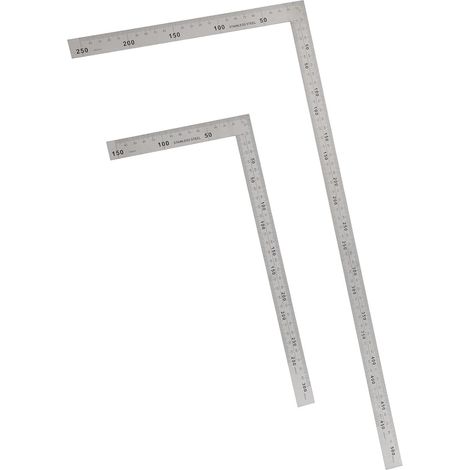 Équerre en Acier Inoxydable Lot de 2, Angles Droits 150X300 MM et 250X500 MM, Outils pour Dessin Technique et Travail du Bois, Usage Professionnel et Élève (1/5)