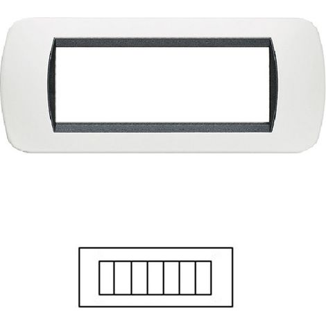Placche Compatibili METALLO Bticino LIVING International 3 4 7 posti vari colori  T01 - 7 Posti - Bianco
