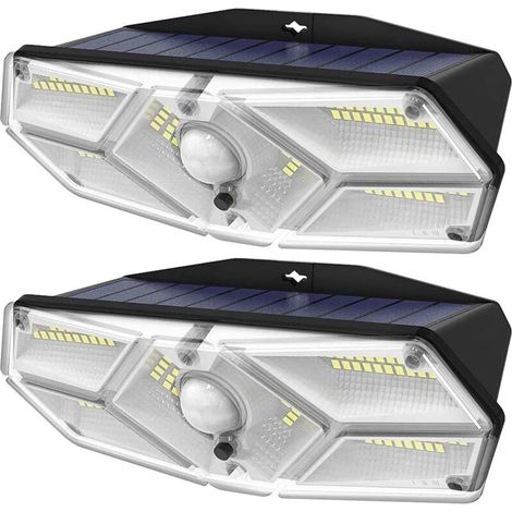 2 Pack 104 LED Solar Lights Waterproof Motion Sensor 3 Modes Solar Powered 270° Beam Angle for Garage Garden Driveway Front Door