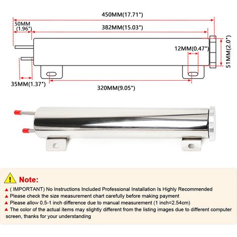 Pièces de modification automobile, vase d'expansion, radiateur en acier inoxydable poli, réservoir de liquide de refroidissement, 2 pouces - 2"15" (OCC073) (1/4)