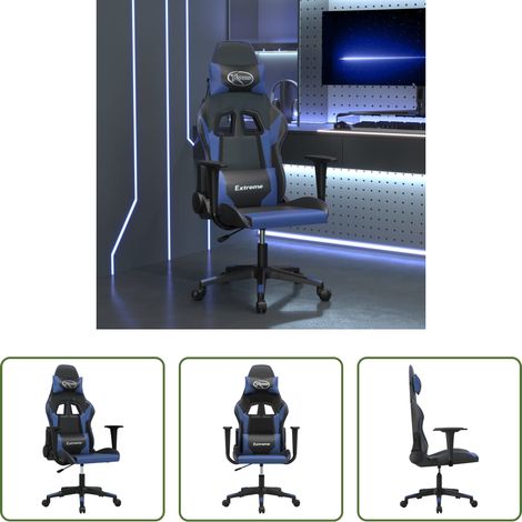 vidaXL Gamingstuhl mit Massage - Gaming-Stuhl mit Massagefunktion Schwarz und Blau Kunstleder (1/5)