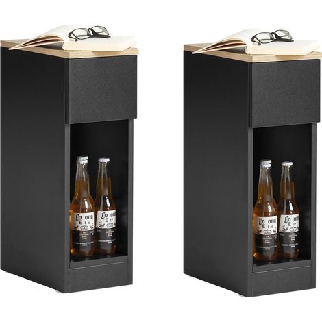 Set de 2 Mesas Auxiliares Mesita de Noche con 1 Cajón Mesa para Salón Comedor 20 x 35 x 60 cm Negro FBT111-SCHx2 SoBuy ES