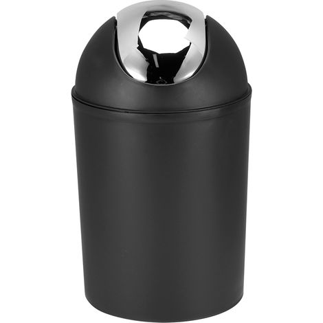 Poubelle de bureau Mini Couvercle oscillant Plastique PP Noir Blanc 31x19cm Résistante Facile à nettoyer pour Cuisine Salle de bain (1/5)