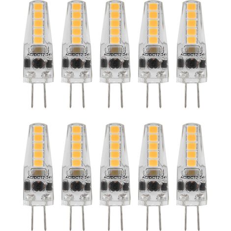 10 Ampoules G4 LED 2W Culot Bi-Pin Dimmable pour Lustre Plafonnier Lampe de Table Blanc Chaud 3000K AC 12-24V Lot de 10