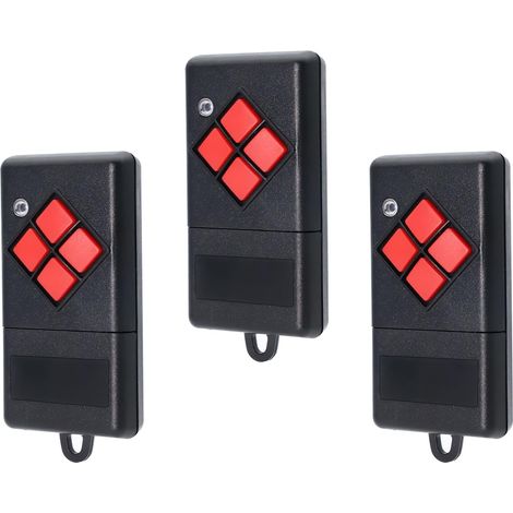 Lot de 3 télécommandes sans fil pour porte de garage - Compatible avec émetteur portatif Di-ckert MAHS40-04 40.685mhz, 4 boutons, bouton rouge (1/5)