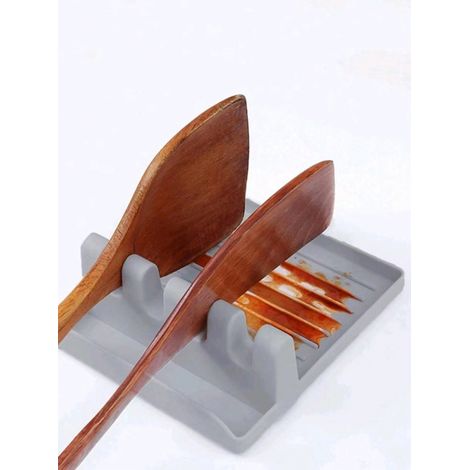 1 support de couvercle de casserole en silicone multifonction, servant de porte-cuillère, rangement d'ustensiles, support de couvercle, porte-spatule, organisateur de cuisine, vert (1/4)