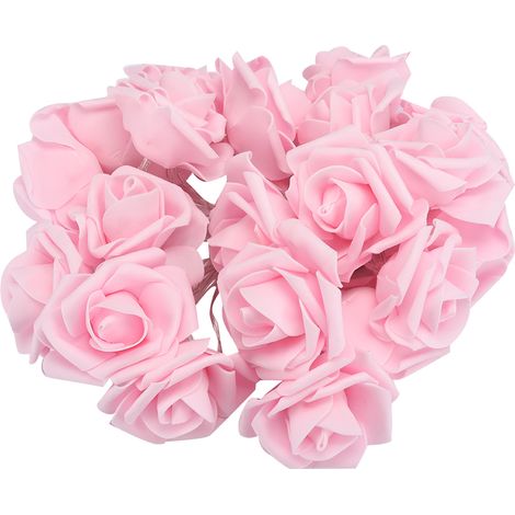 Guirlande lumineuse USB 20 LED 3 mètres - Fleurs artificielles roses pour décoration de mariage et Saint-Valentin (1/5)