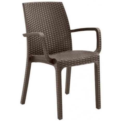 SEDIA POLTRONA POLIPROPILENE BAR RISTORANTE INTERNO ESTERNO SIMIL RATTAN DFN MARRONE