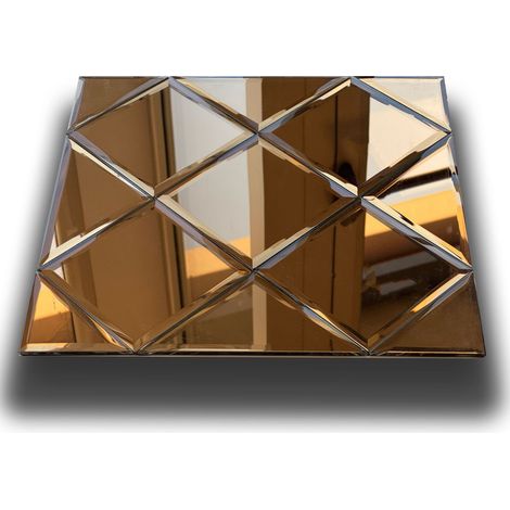 TOP di GAMMA Piastrella autoadesiva in VETRO lucido ROMBI 30x30cm (sp. 3mm) color ORO, idrofobo.