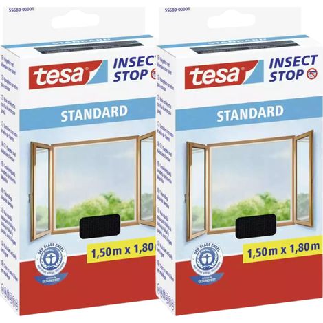 Mosquitera TESA para ventanas con cinta de velcro negra, 1,5 x 1,8 m (x2) (1/2)