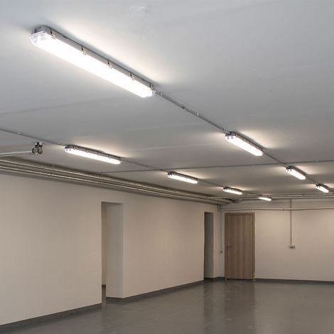 Deckenleuchte LED Feuchtraum Feuchtraumwannenleuchte LED Garagenlampe LED Röhre, Reihenschaltung, strahlwassergeschützt, 1x LED 36W 4320lm neutralweiß, L 120 cm, 8er Set