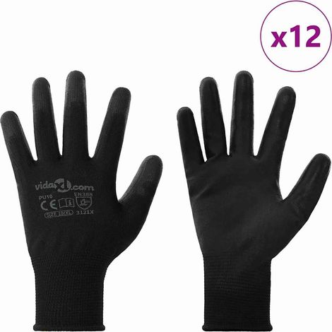 Gants de Travail 12 pcs Noir 10 / xl Polyester CFW770457 (1/5)