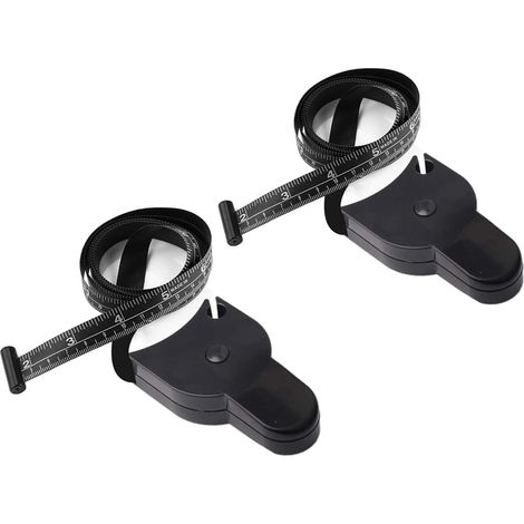 Ruban de mesure pour le corps, 2 outils de mesure pour la taille/le soutien-gorge, ruban de mesure rétractable noir (150 cm)