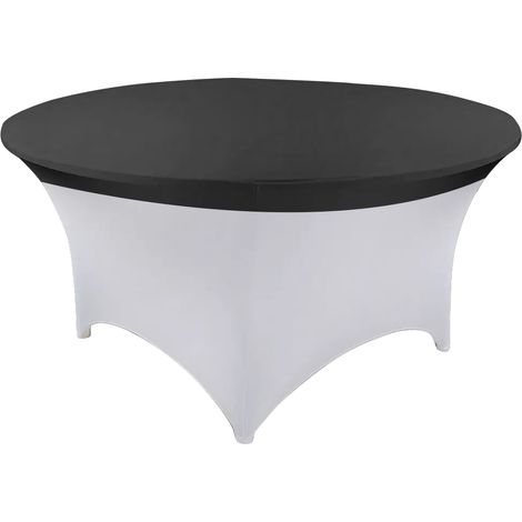 Elastische Tischdecke, Tischüberzug, Tischauflage, schwarz, für runde Tische mit 180 cm Durchmesser